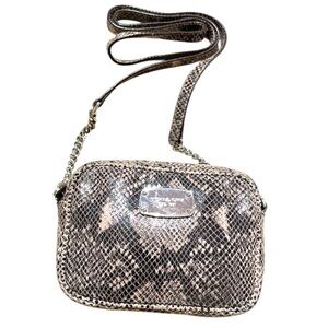 Michael Kors Gray & Black Python Embossed Mini Crossbody Bag